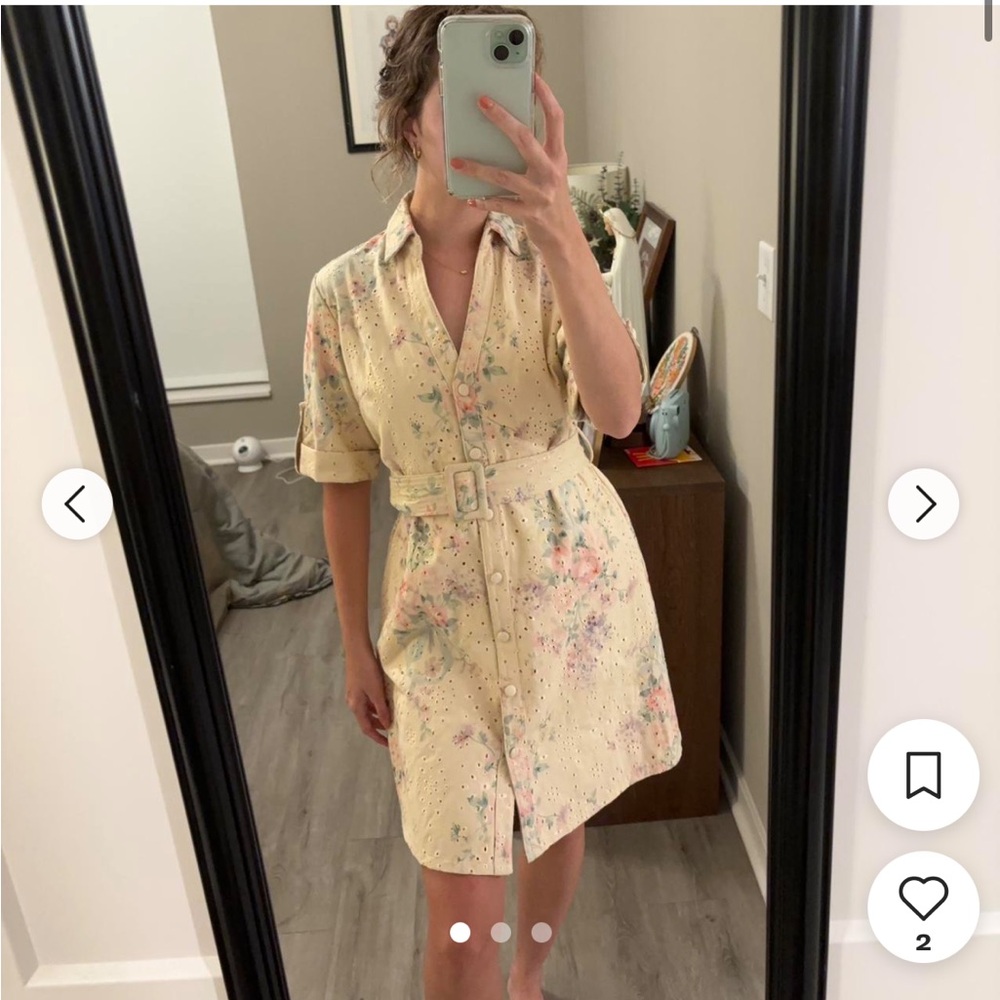 Floral belted mini dress